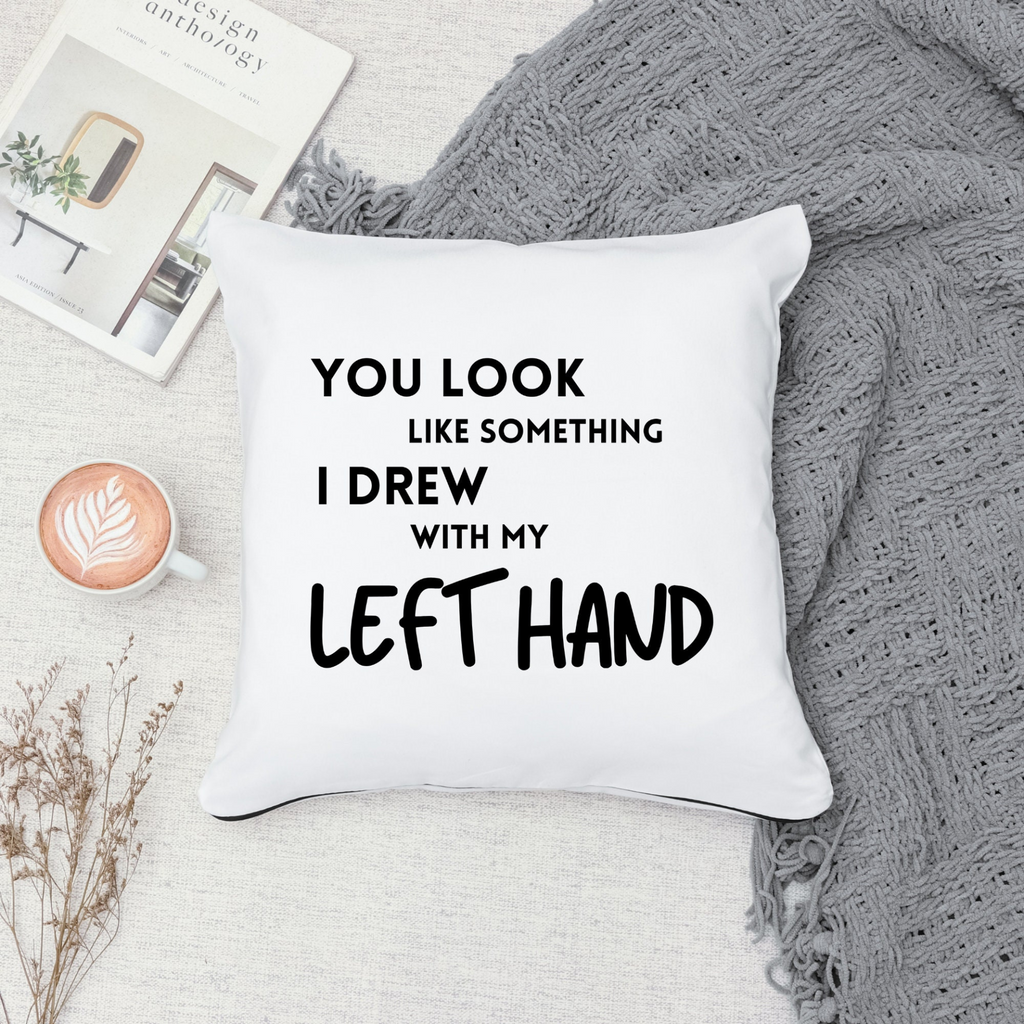 White square throw pillow with hilarious sayings