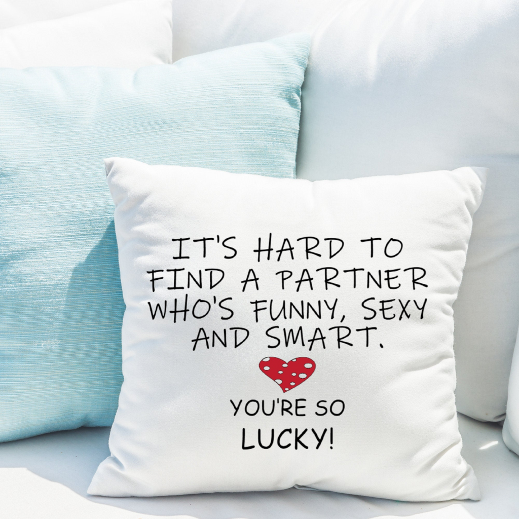 Funny Quote Pillow Cover, White Pillow Cover for Couples