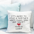 Funny Quote Pillow Cover, White Pillow Cover for Couples