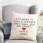 Beige Pillow Cover, Funny Couples Pillow Cover