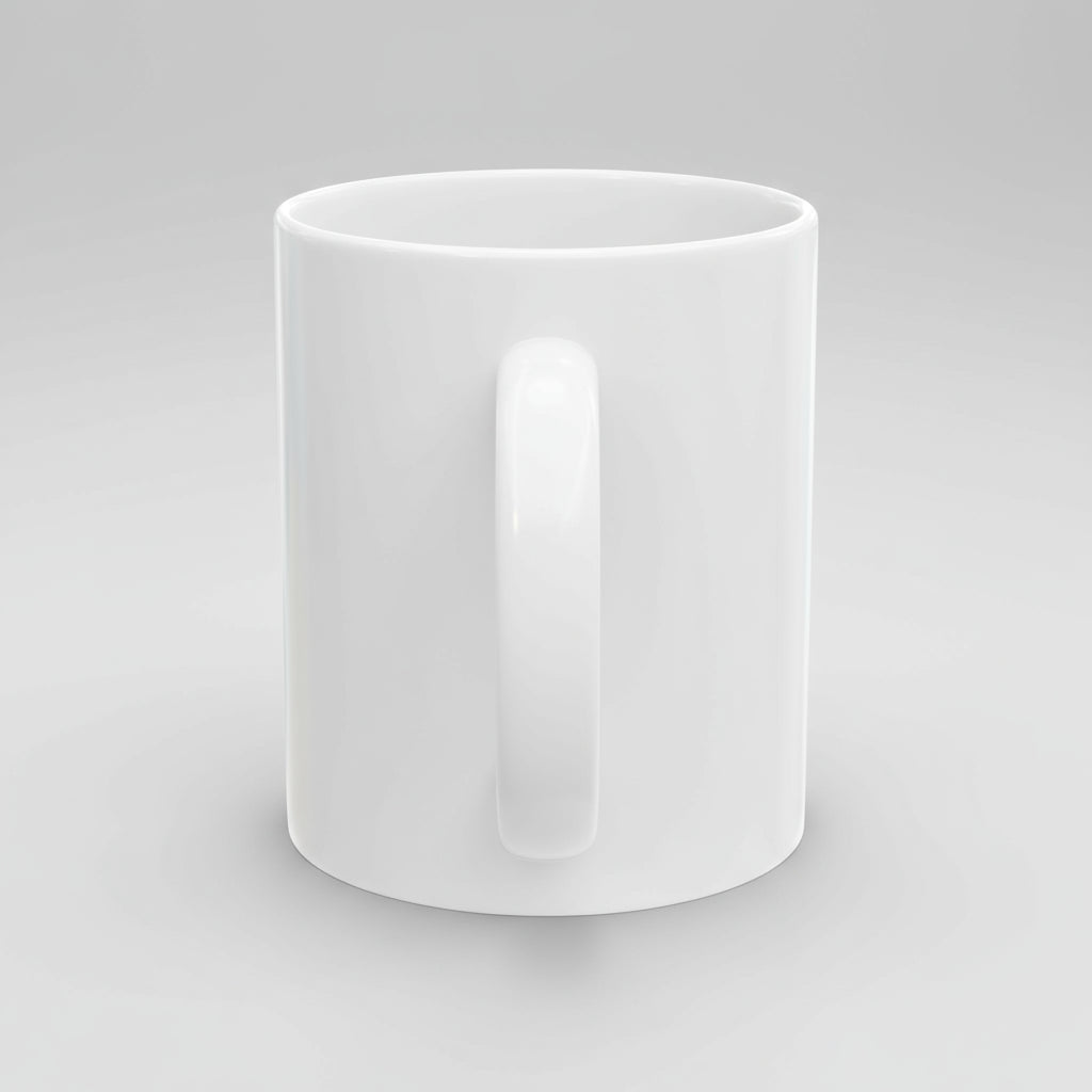 White ceramic mug on a white background