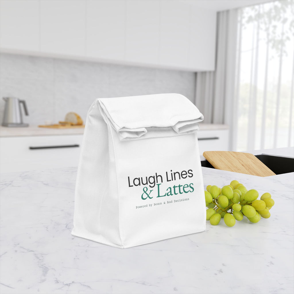 Funny Lunch Bag - Laugh Lines & Lattes, Eco-Friendly, Gift for Coffee Lovers, School Lunch