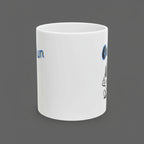 White mug with a design on a white background