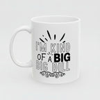 White mug with text 'I'm kind of a big dill' on a white background