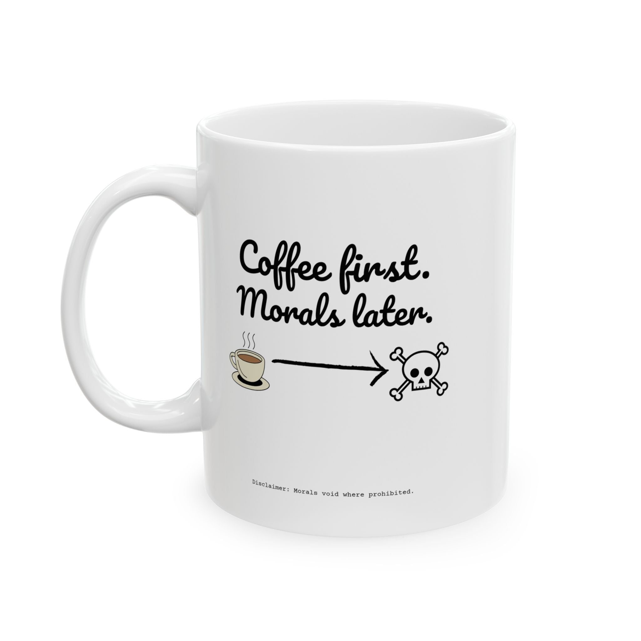 Taza de regalo única con descargo de responsabilidad para los amantes del café.