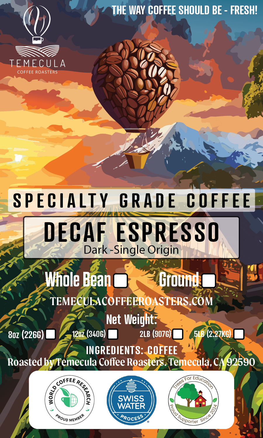 Decaf Espresso Roast (Swiss Water® Process) - Dark Roast