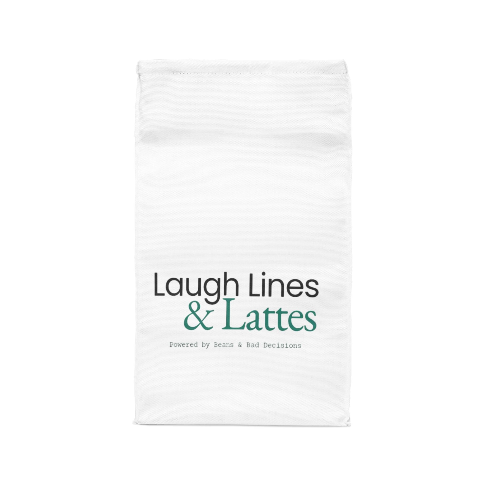 Funny Lunch Bag - Laugh Lines & Lattes, Eco-Friendly, Gift for Coffee Lovers, School Lunch
