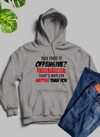 Hoodie with Offensive Quote, Grey Unisex Hoodie
