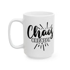 Taza de café "Funny Chaos Creator", regalo personalizable para amigos y familiares, ideal para cumpleaños y festividades.