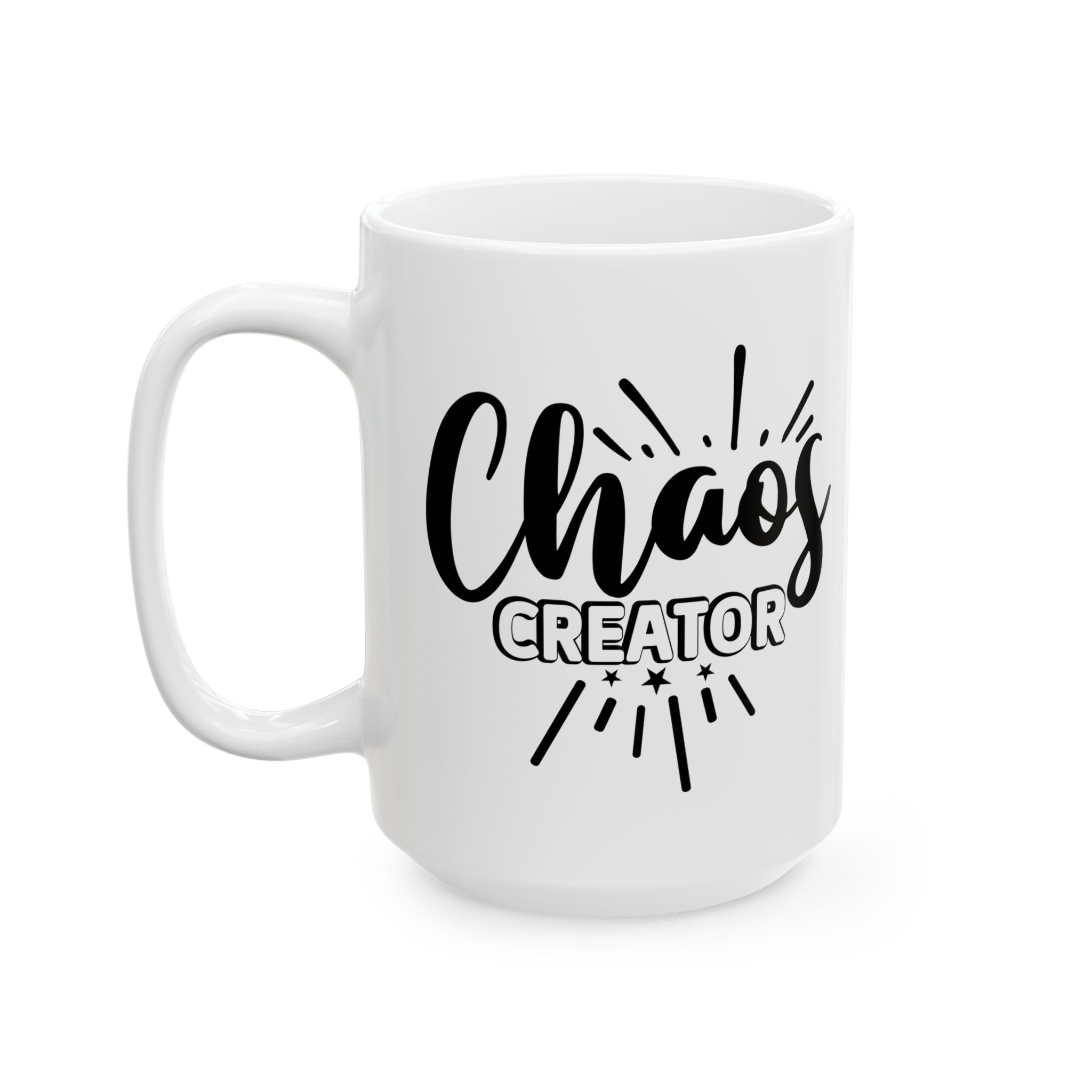 Taza de café "Funny Chaos Creator", regalo personalizable para amigos y familiares, ideal para cumpleaños y festividades.