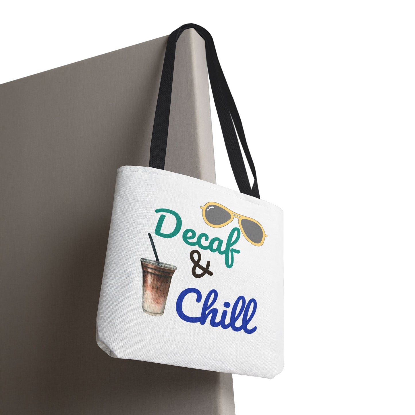 Decaf & Chill All-Over Print Tote Bag – Reusable Bag for Her