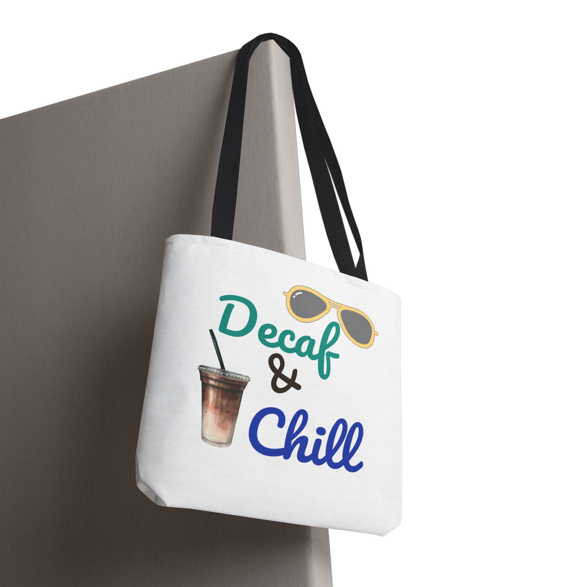 Decaf & Chill All-Over Print Tote Bag – Reusable Bag for Her