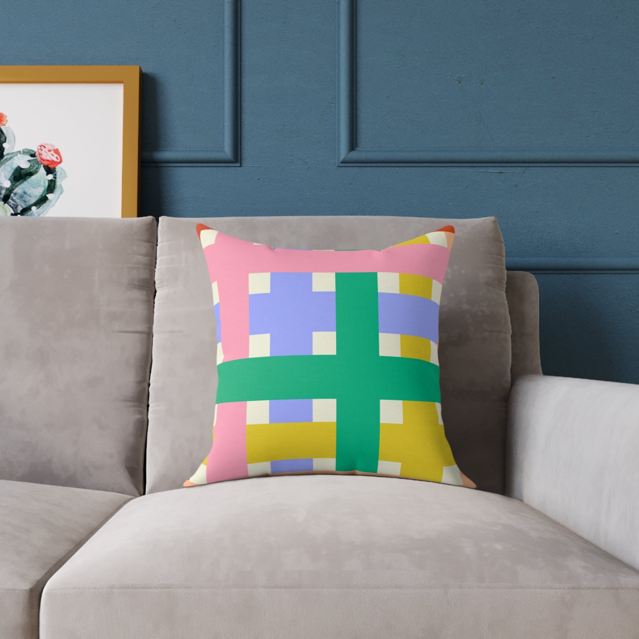 Colorful Square Poly Canvas Pillow