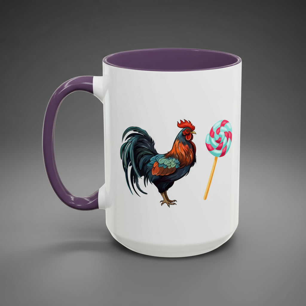 Taza de café con forma de gallo de colores
