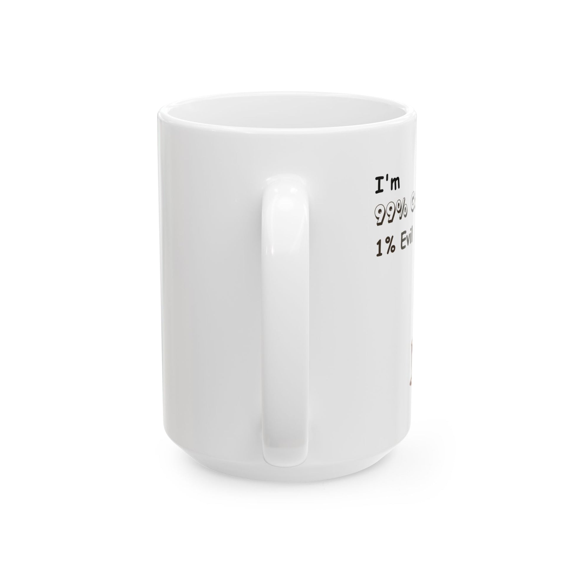 Ceramic Mug - Funny 99% Coffee 1% Evil Mug for Coffee Lovers, Gift for Sitcom Fans, Housewarming, Birthday, Office Humor - Laugh Lines & Lattes