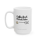 Taza de regalo única con descargo de responsabilidad para los amantes del café.