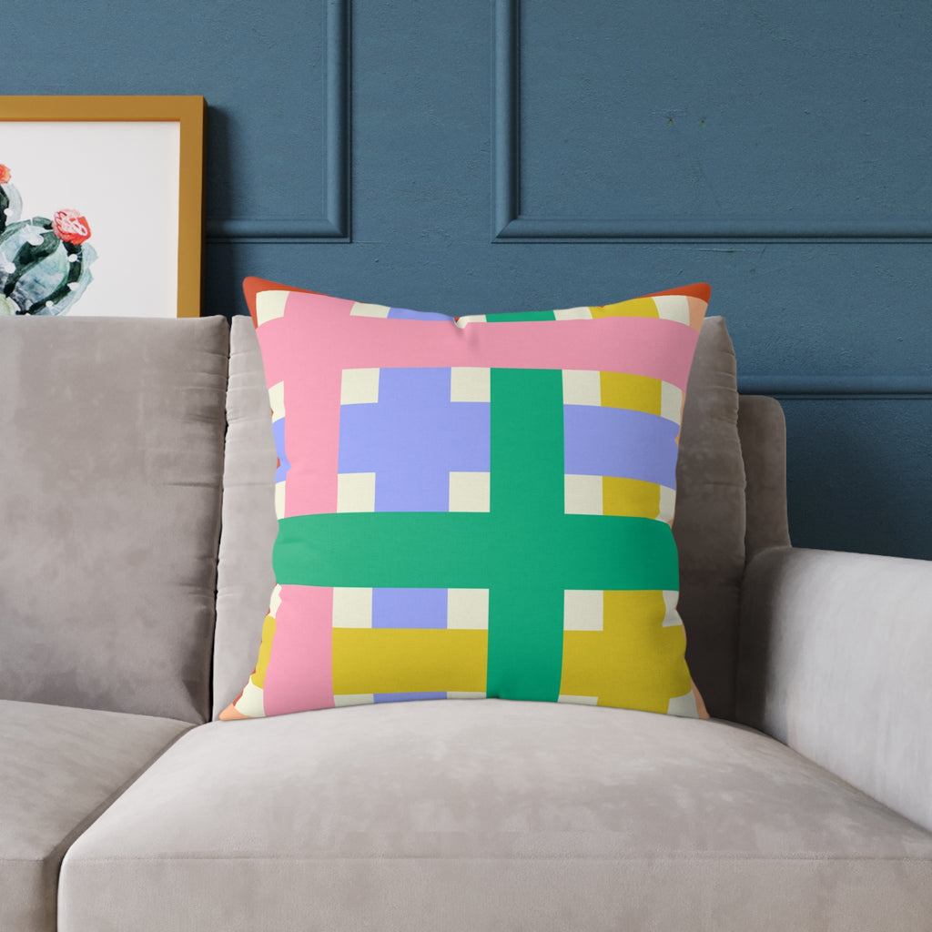 Colorful Square Poly Canvas Pillow