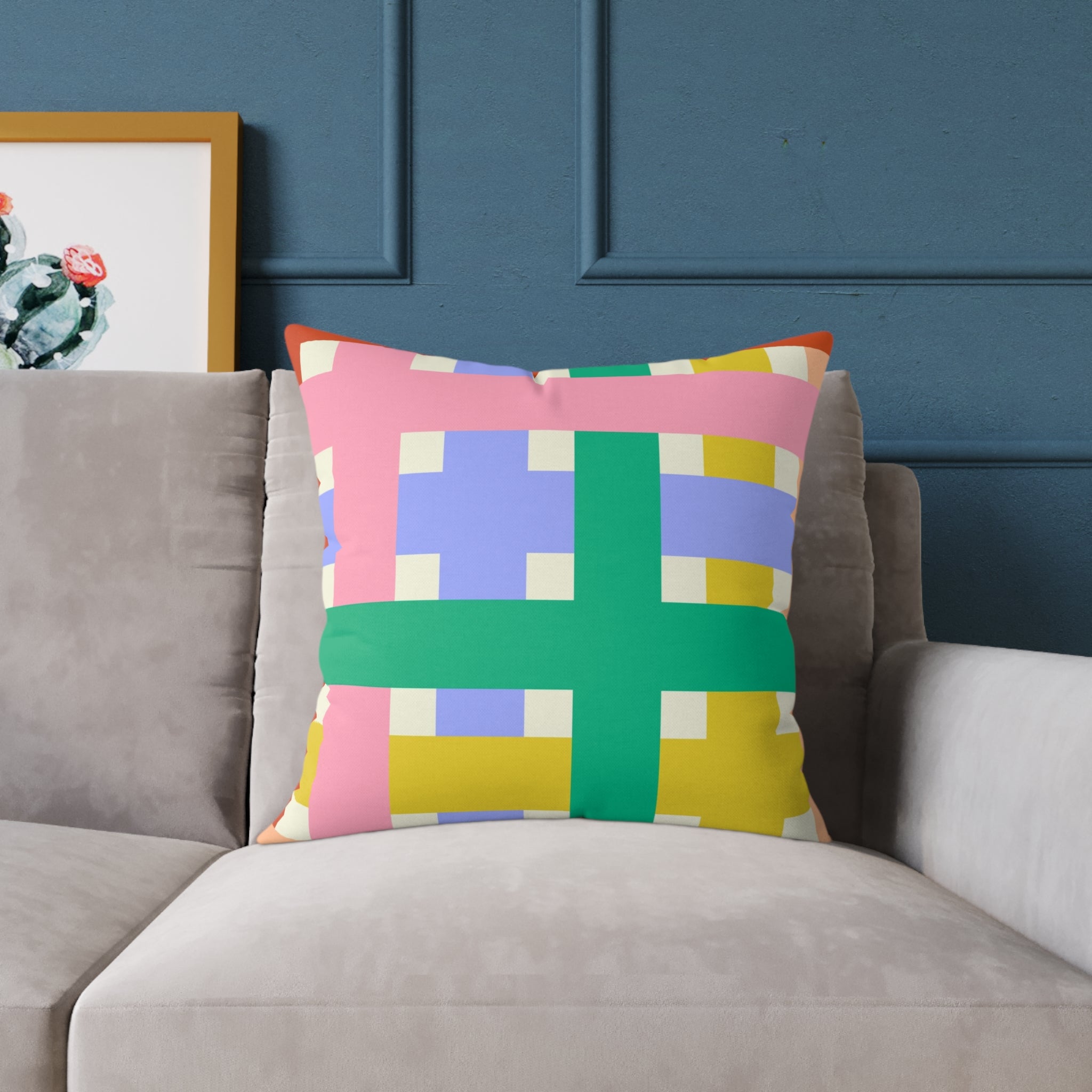 Colorful Square Poly Canvas Pillow