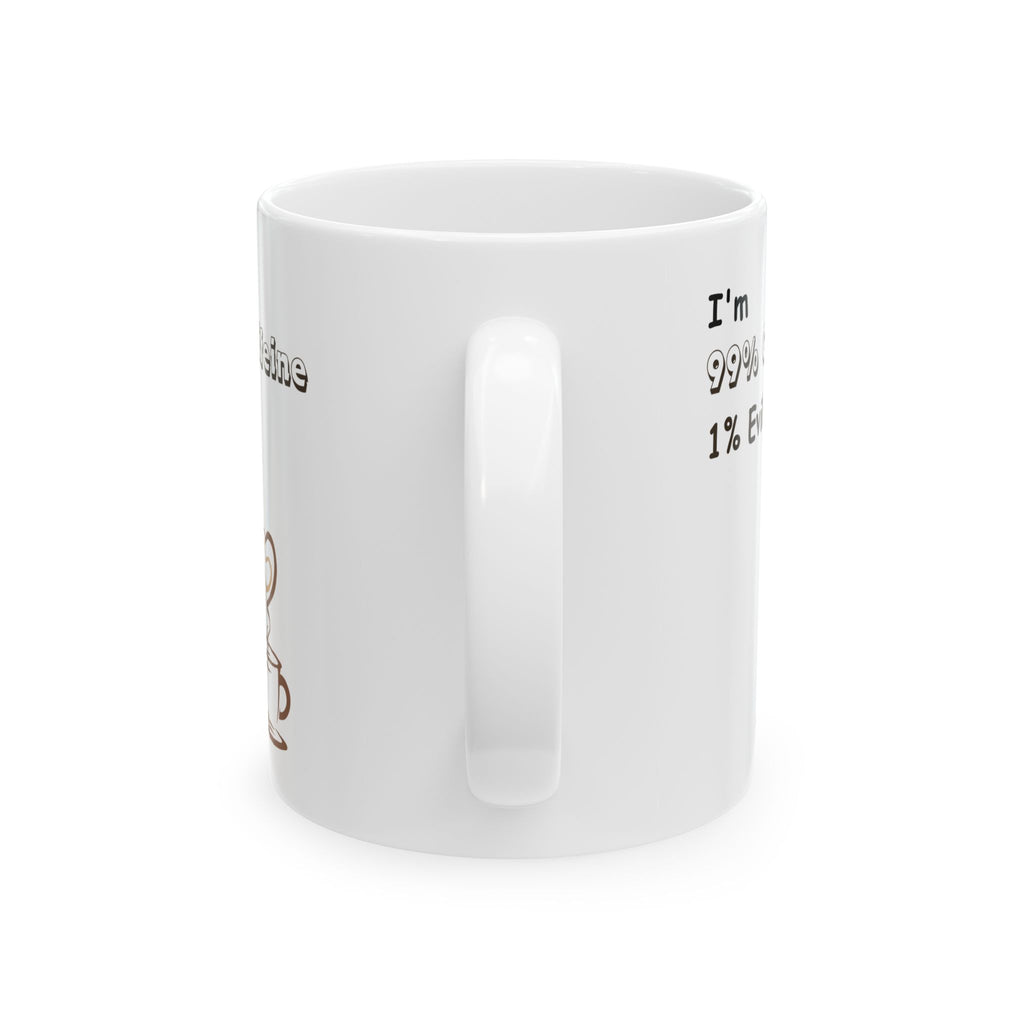 Taza de cerámica: Divertida taza con un 99 % de café y un 1 % de maldad para amantes del café, regalo para fanáticos de las comedias, inauguración de la casa, cumpleaños, humor de oficina.