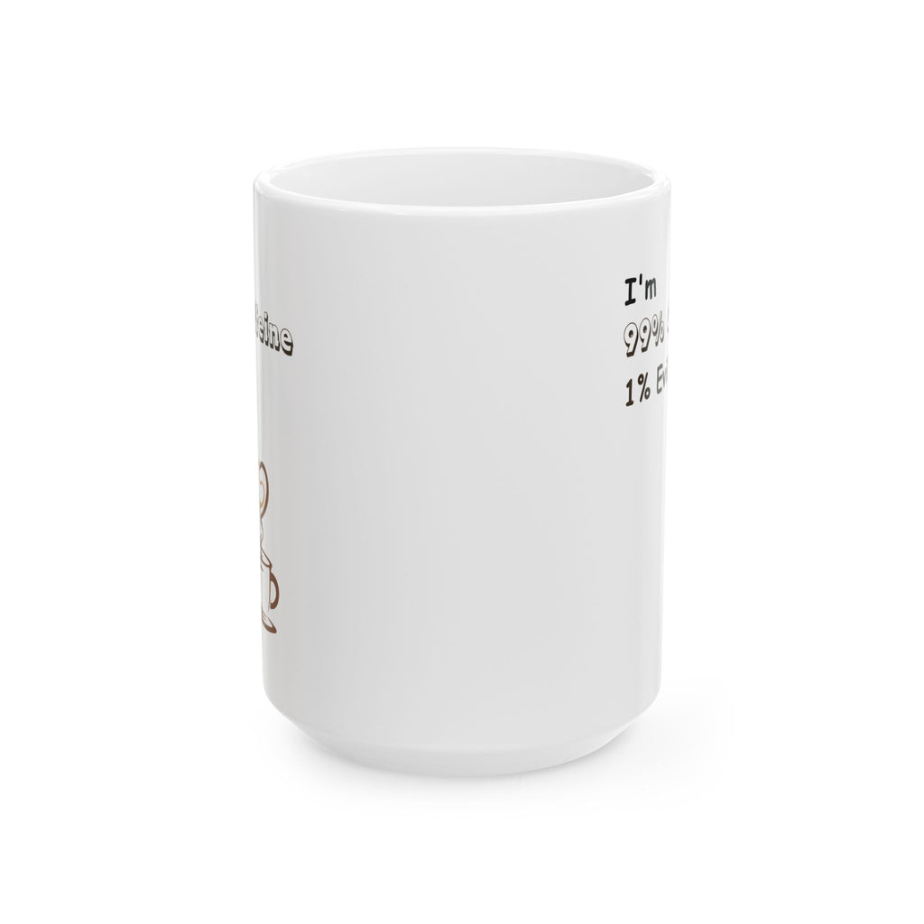 Taza de cerámica: Divertida taza con un 99 % de café y un 1 % de maldad para amantes del café, regalo para fanáticos de las comedias, inauguración de la casa, cumpleaños, humor de oficina.