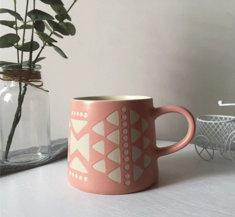 Pink ceramic Coffee Mug with design for Friends and co-workers 