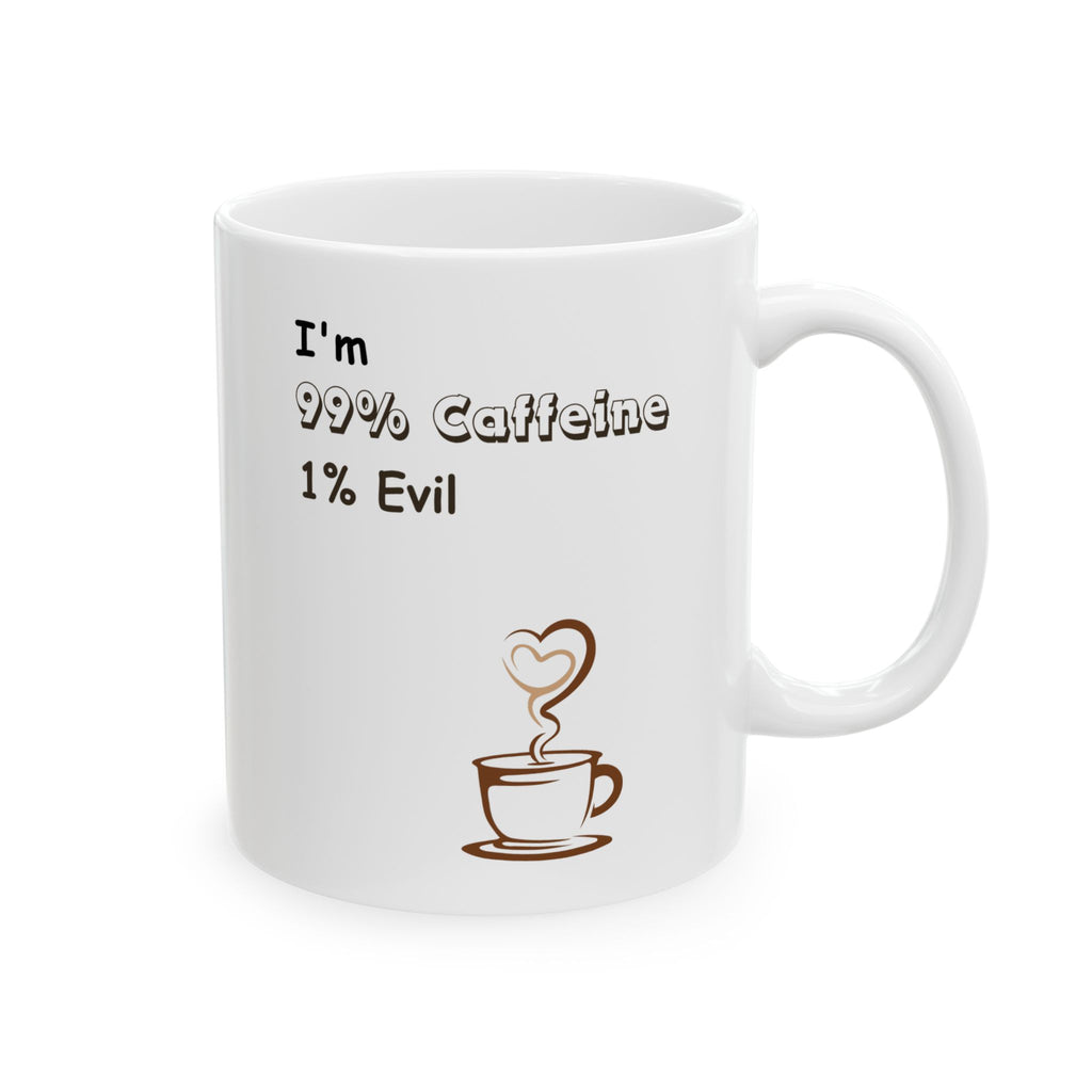 Taza de cerámica: Divertida taza con un 99 % de café y un 1 % de maldad para amantes del café, regalo para fanáticos de las comedias, inauguración de la casa, cumpleaños, humor de oficina.