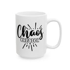Taza de café "Funny Chaos Creator", regalo personalizable para amigos y familiares, ideal para cumpleaños y festividades.