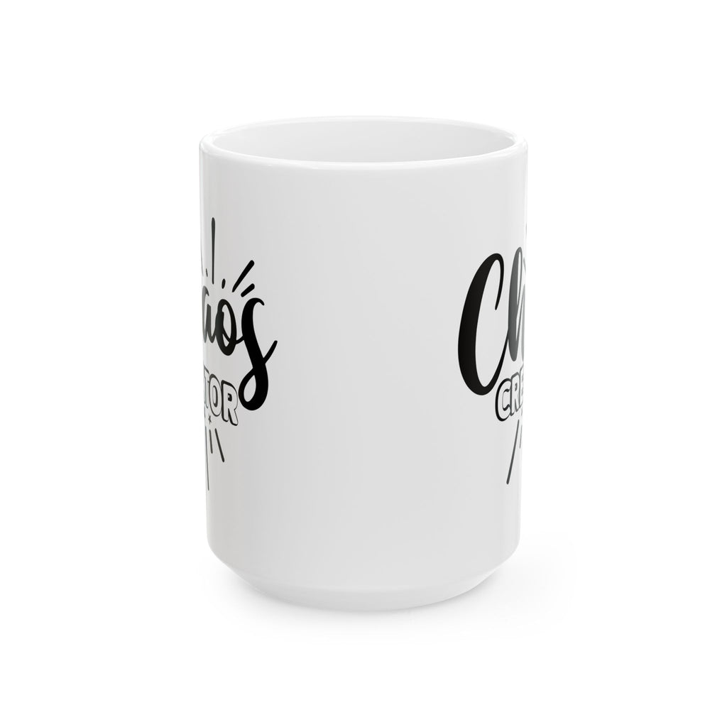 Taza de café "Funny Chaos Creator", regalo personalizable para amigos y familiares, ideal para cumpleaños y festividades.