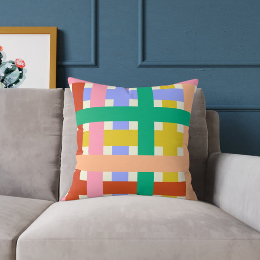Colorful Square Poly Canvas Pillow
