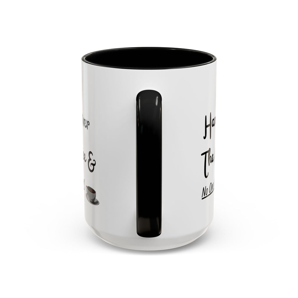 White mug with black interior and handle on a white background