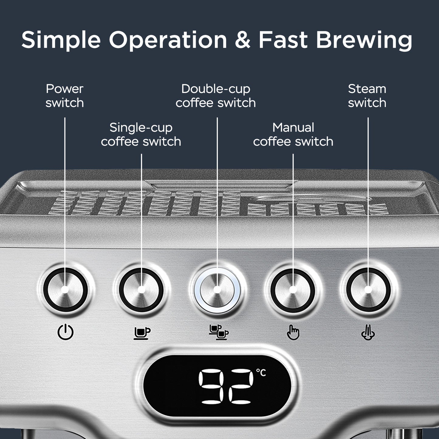 Stainless Espresso Machine with Milk Frother for Coffee Enthusiasts. 