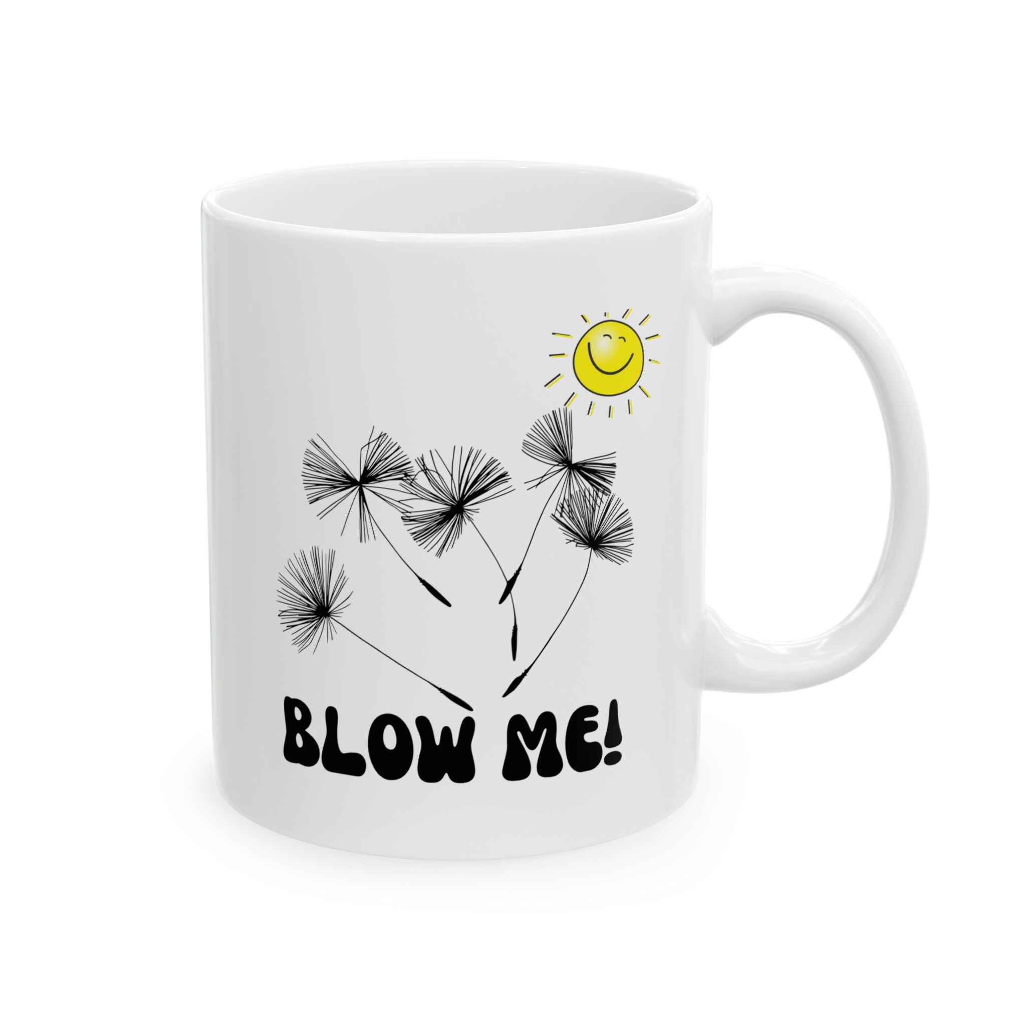Taza de café divertida, 'Blow Me' con dientes de león