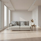 Black and white patterned pillow on a white background