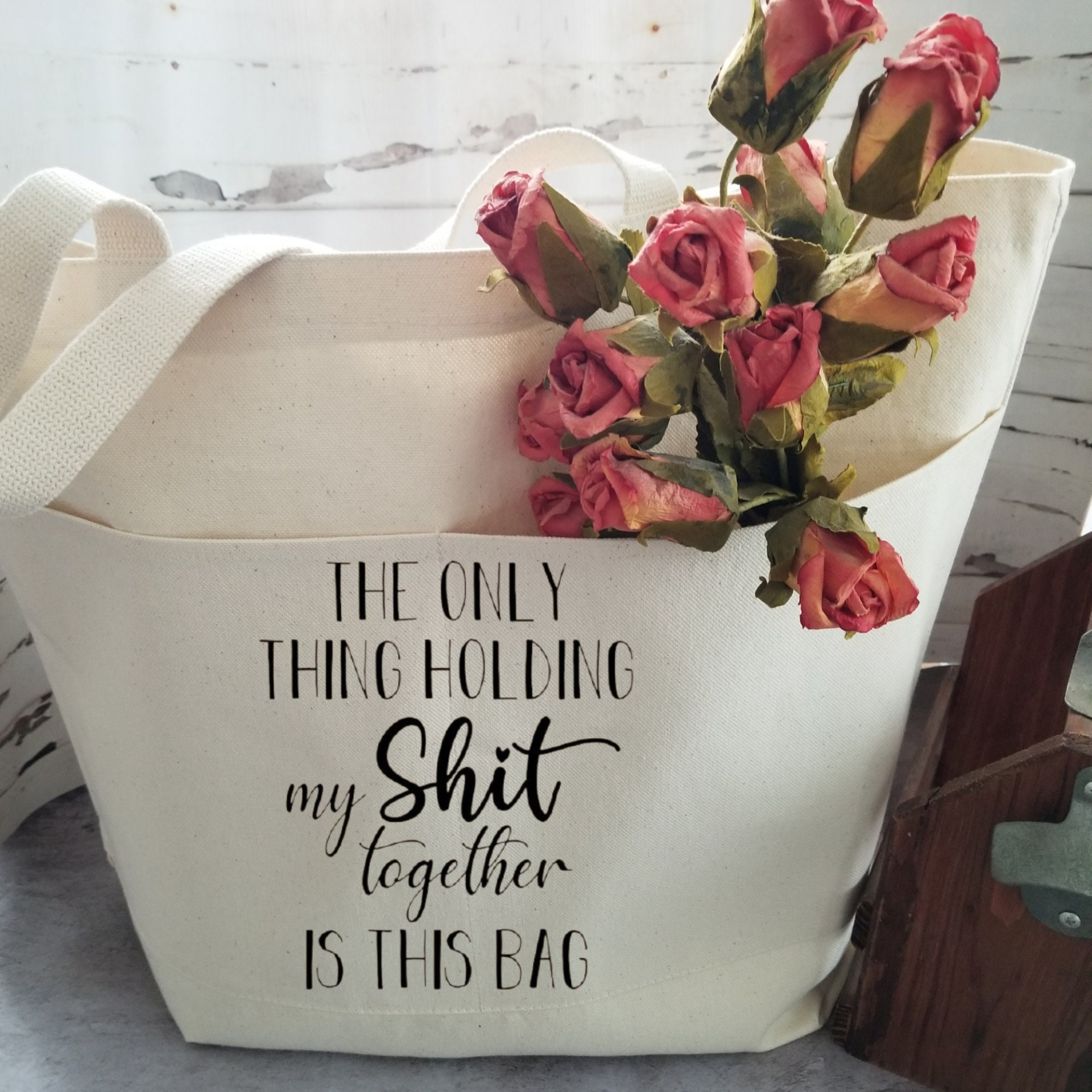 Sarcastic Humor Tote Bag, Natural Color Heavy Cotton Canvas Tote