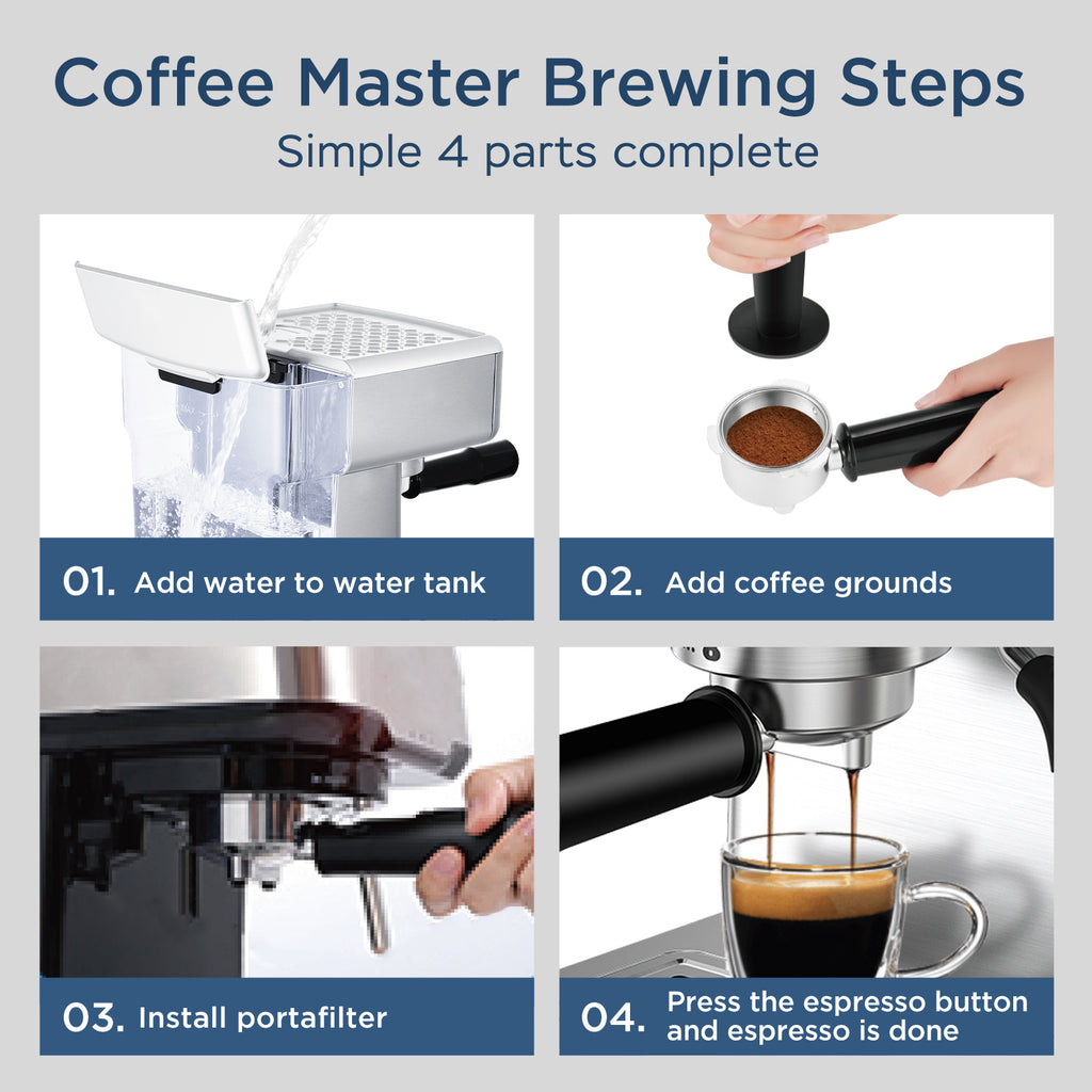 Espresso Machine with Milk Frother, Stainless Steel Coffee Makers for Coffee Lovers. 