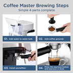 Espresso Machine with Milk Frother, Stainless Steel Coffee Makers for Coffee Lovers. 