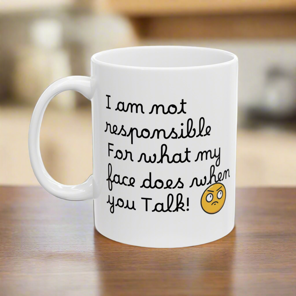 Funny Emoji Mug, Perfect Gift for Friends, Coffee Lovers, Humor Mug, 11oz/15oz Ceramic Cup