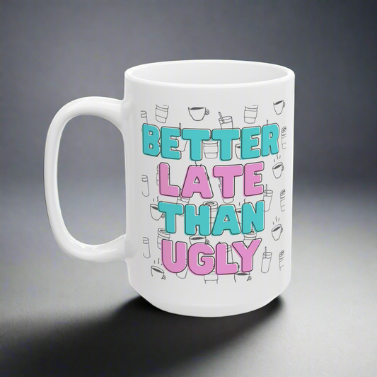 White ceramic mug for coffee enthusiasts, 15oz coffee cup 