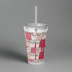 Tumbler for cat lovers with a straw