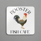 Rooster Fish Café Corkwood Coaster Set - Rustic Kitchen Decor