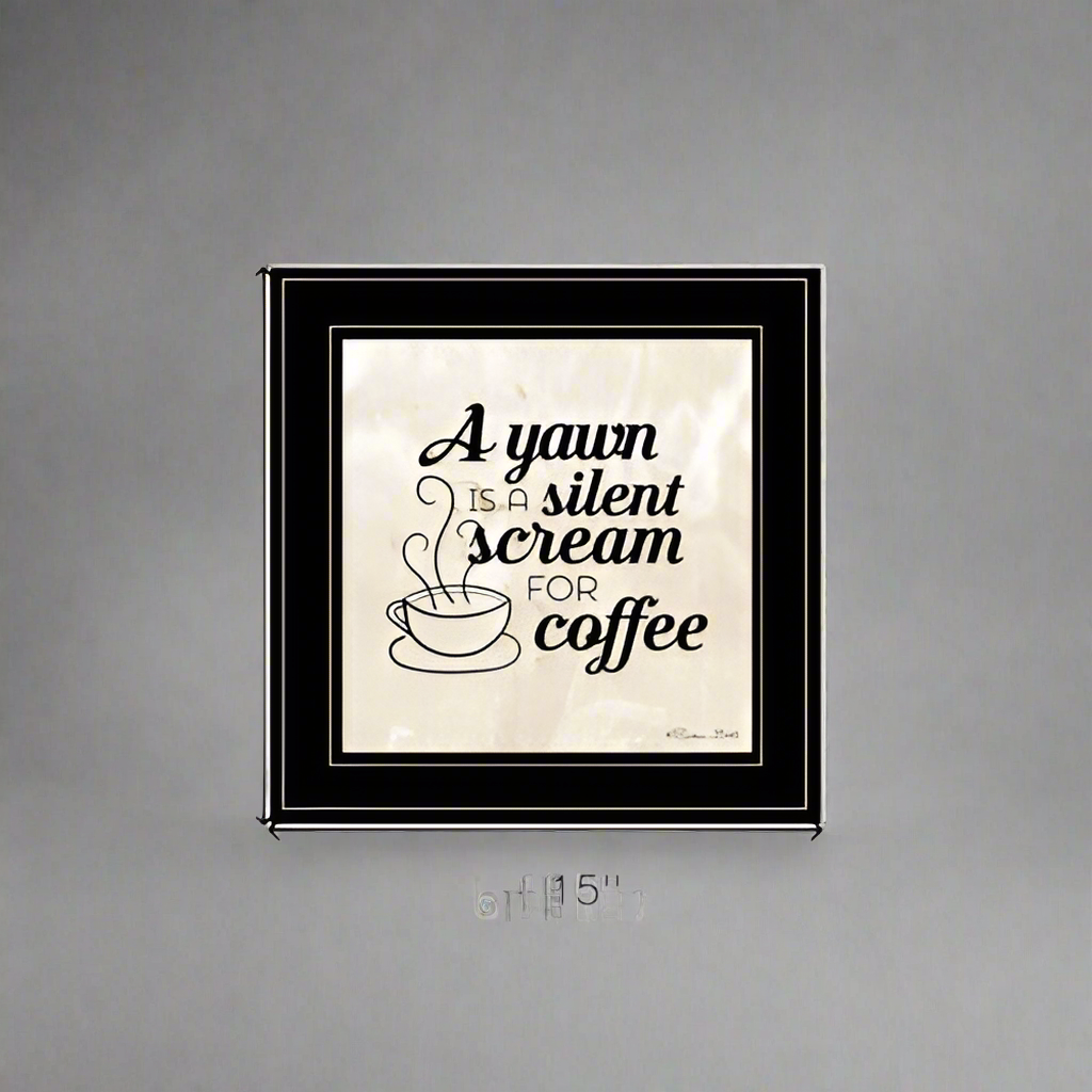 A Silent Scream for Coffee 2 Black Framed Print Wall Art