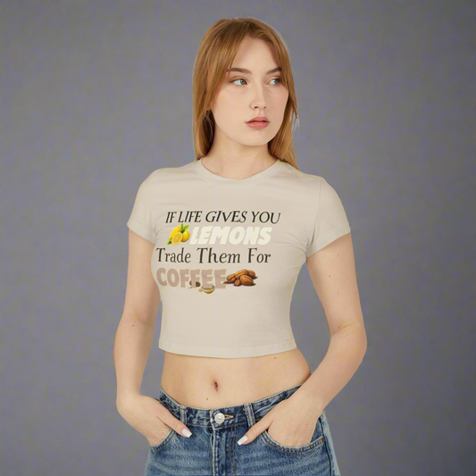 Lemons to Coffee Baby Tee - Cute Women’s Shirt, Funny Gift for Coffee Lovers, Casual Outfit