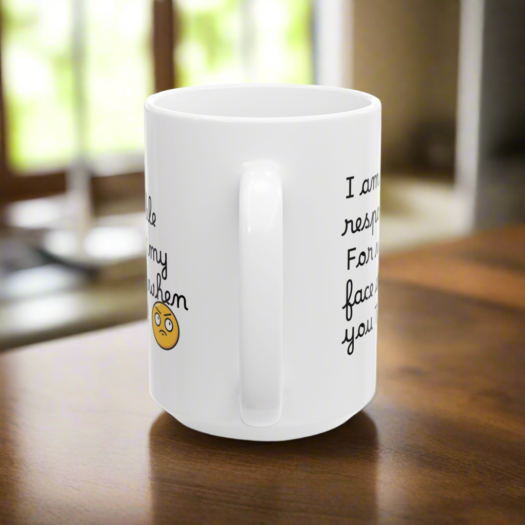 Funny Emoji Mug, Perfect Gift for Friends, Coffee Lovers, Humor Mug, 11oz/15oz Ceramic Cup