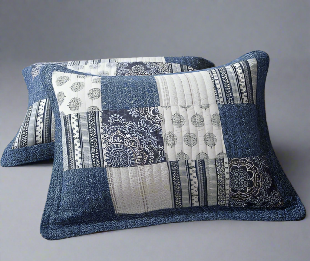 Blue Denim Bedding Pillows Floral