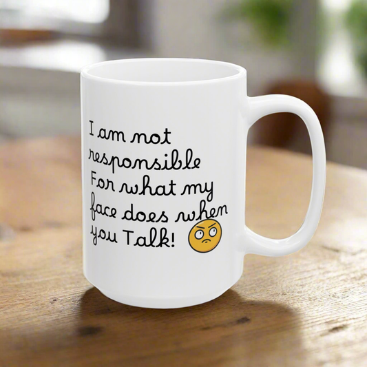 Funny Emoji Mug, Perfect Gift for Friends, Coffee Lovers, Humor Mug, 11oz/15oz Ceramic Cup