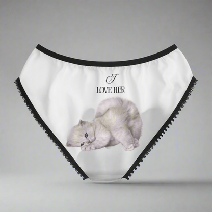 Cute Cat Print Women's Briefs, Personalized Lingerie, Fun Gifts for Cat Lovers, Funny Underwear, Cute Intimates for Her