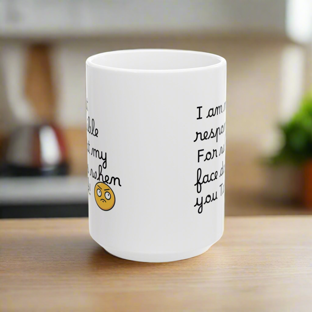 Funny Emoji Mug, Perfect Gift for Friends, Coffee Lovers, Humor Mug, 11oz/15oz Ceramic Cup