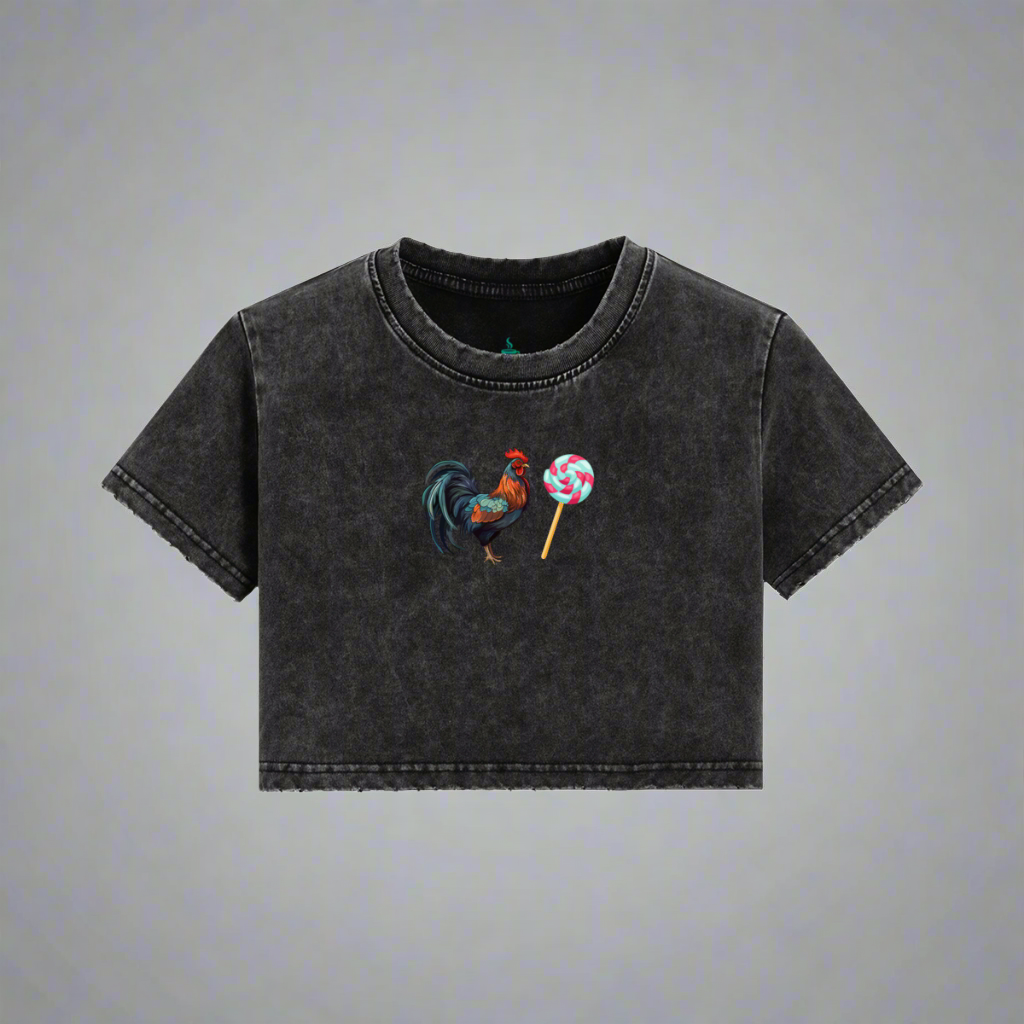 Rooster Sucker Snow Wash Crop Tee