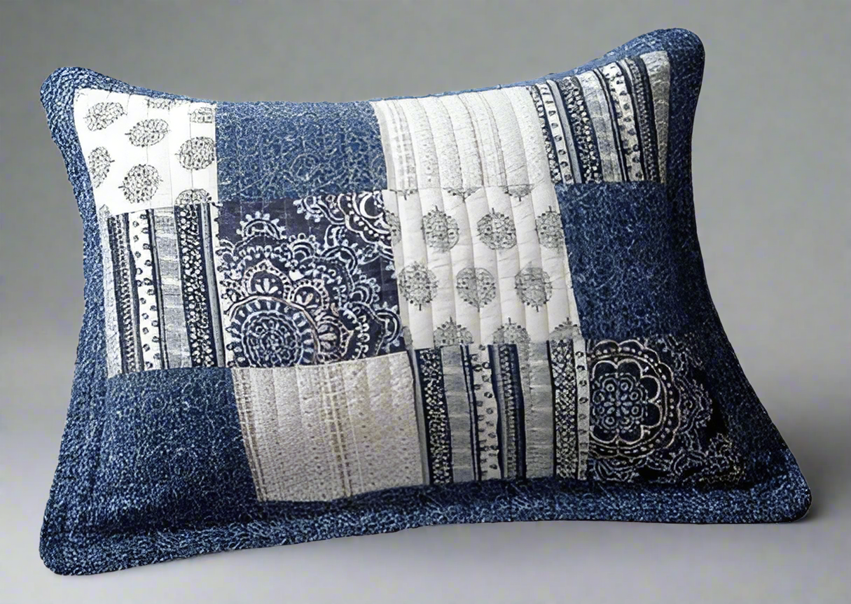 Floral Blue Denim Bedding Pillows