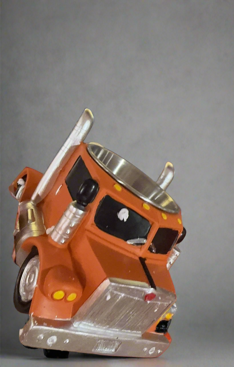 Orange semi truck coffee mug with handle for coffee lovers and truck drivers 